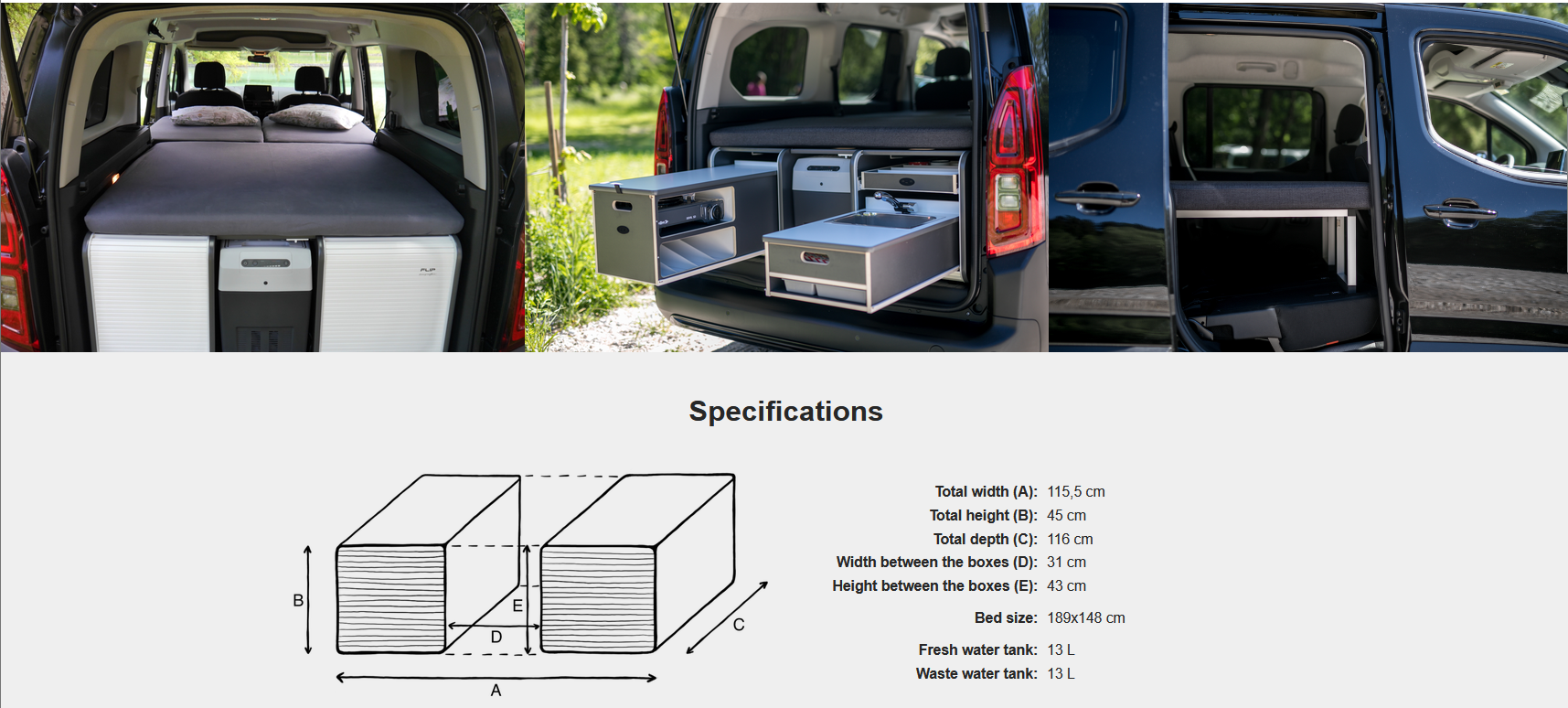 FLIP Camping Box - Luxurious Campervan Module 