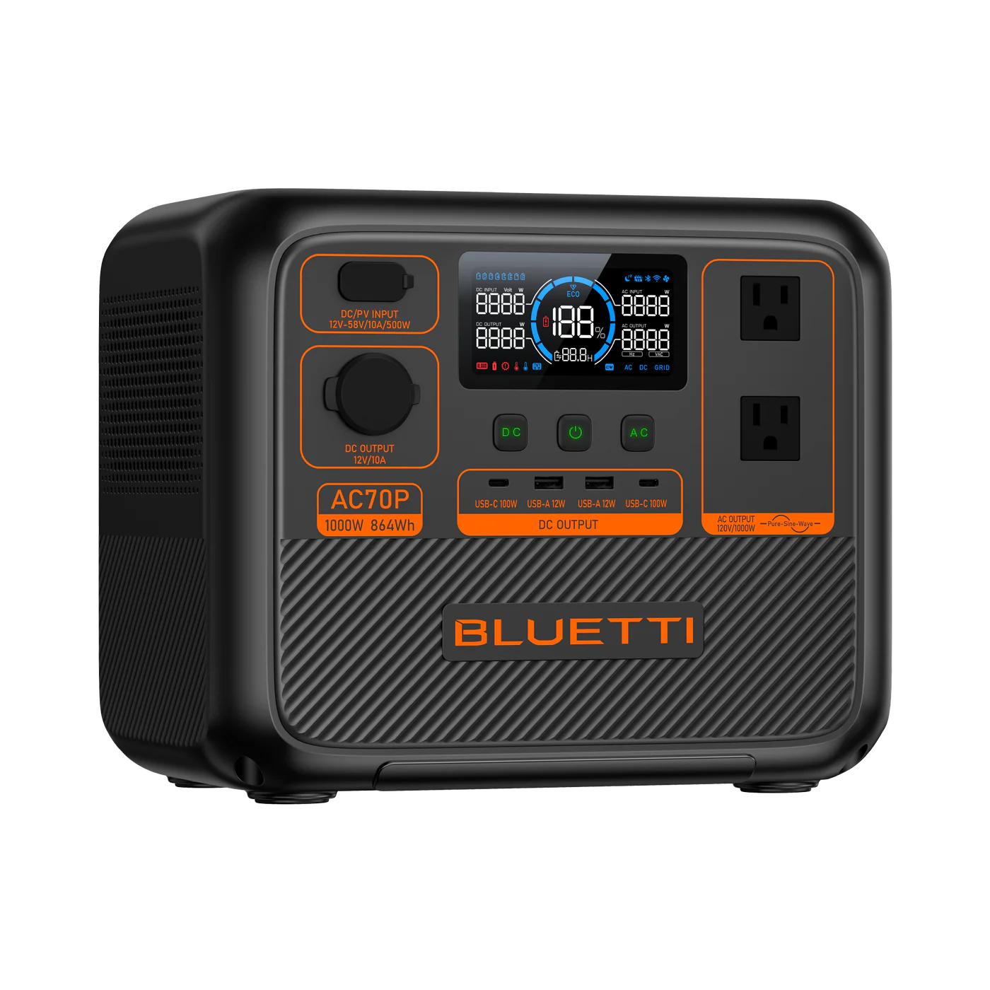 Bluetti AC70P - Pålidelig Power Station (1000W | 864Wh)