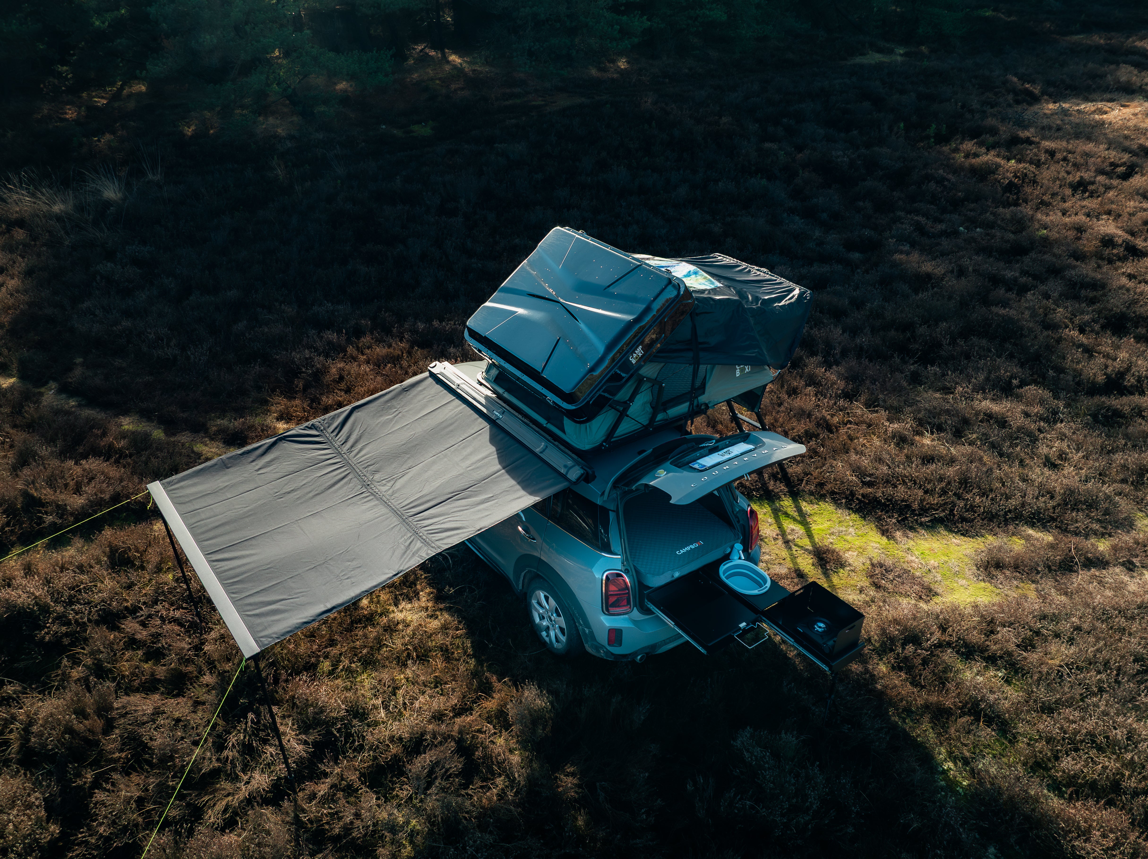 CampBoxi Nest 160 roof tent - All-in-one roof tent | Hydraulic opening | integrated window bars | comfort mattress