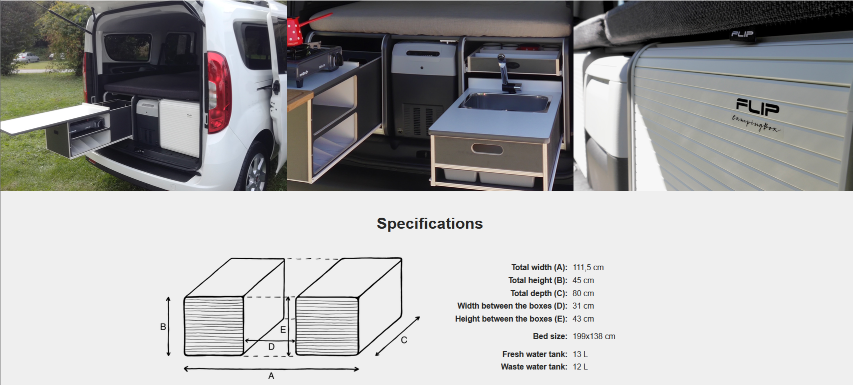 FLIP Camping Box - Luxurious Campervan Module 