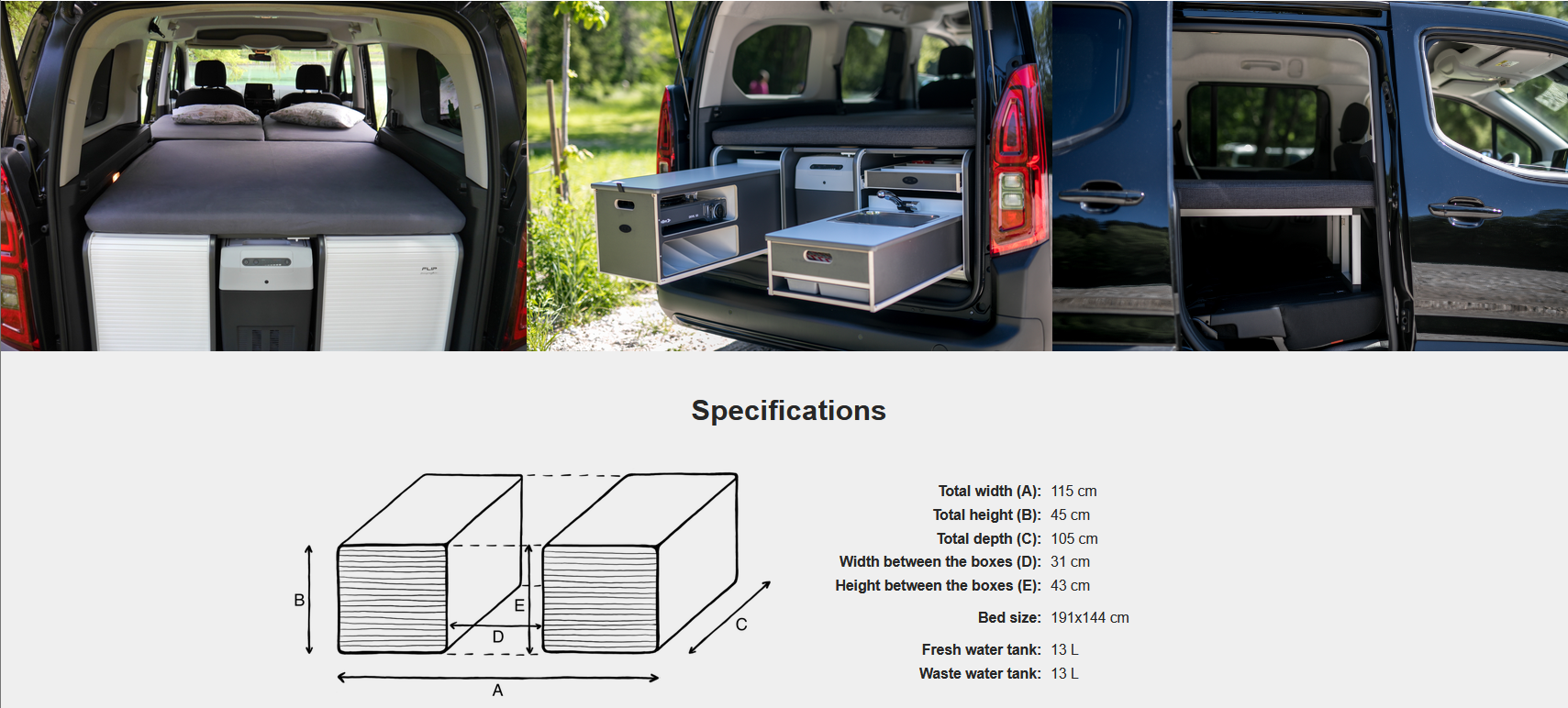FLIP Camping Box - Luxurious Campervan Module 