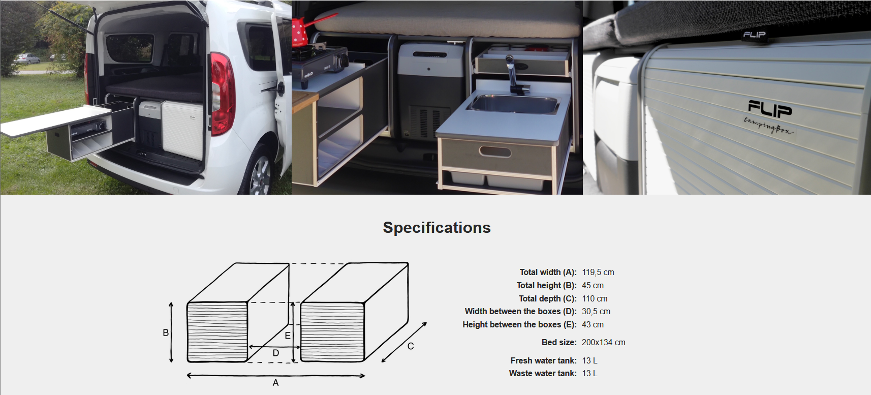 FLIP Camping Box - Luxurious Campervan Module 