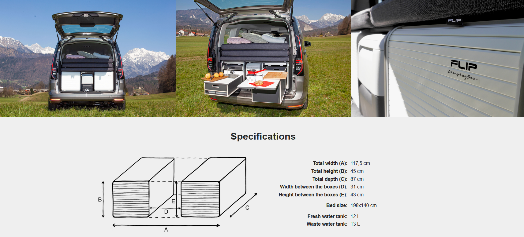 FLIP Camping Box - Luxurious Campervan Module 