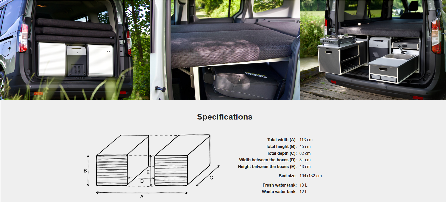 FLIP Camping Box - Luxurious Campervan Module 