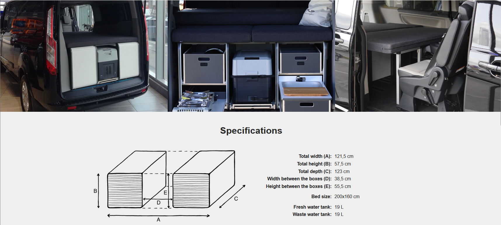 FLIP Camping Box - Luxurious Campervan Module 
