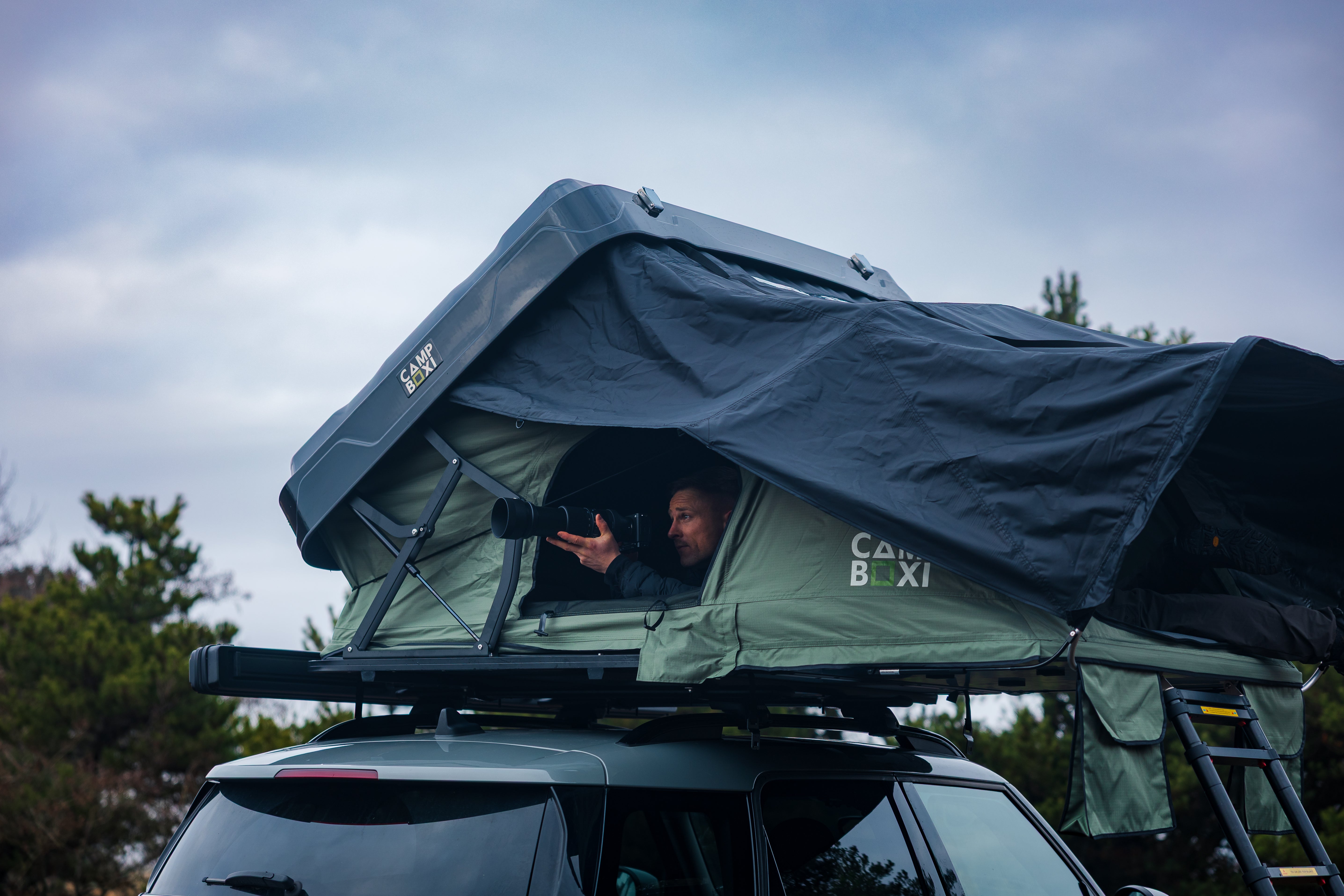 CampBoxi Nest 160 roof tent - All-in-one roof tent | Hydraulic opening | integrated window bars | comfort mattress