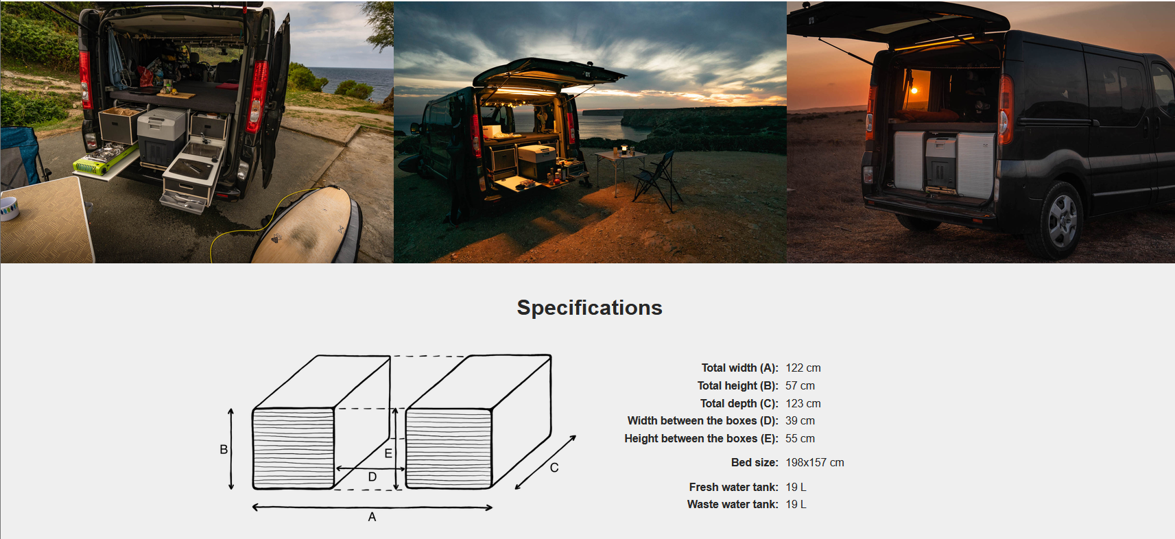 FLIP Camping Box - Luxurious Campervan Module 