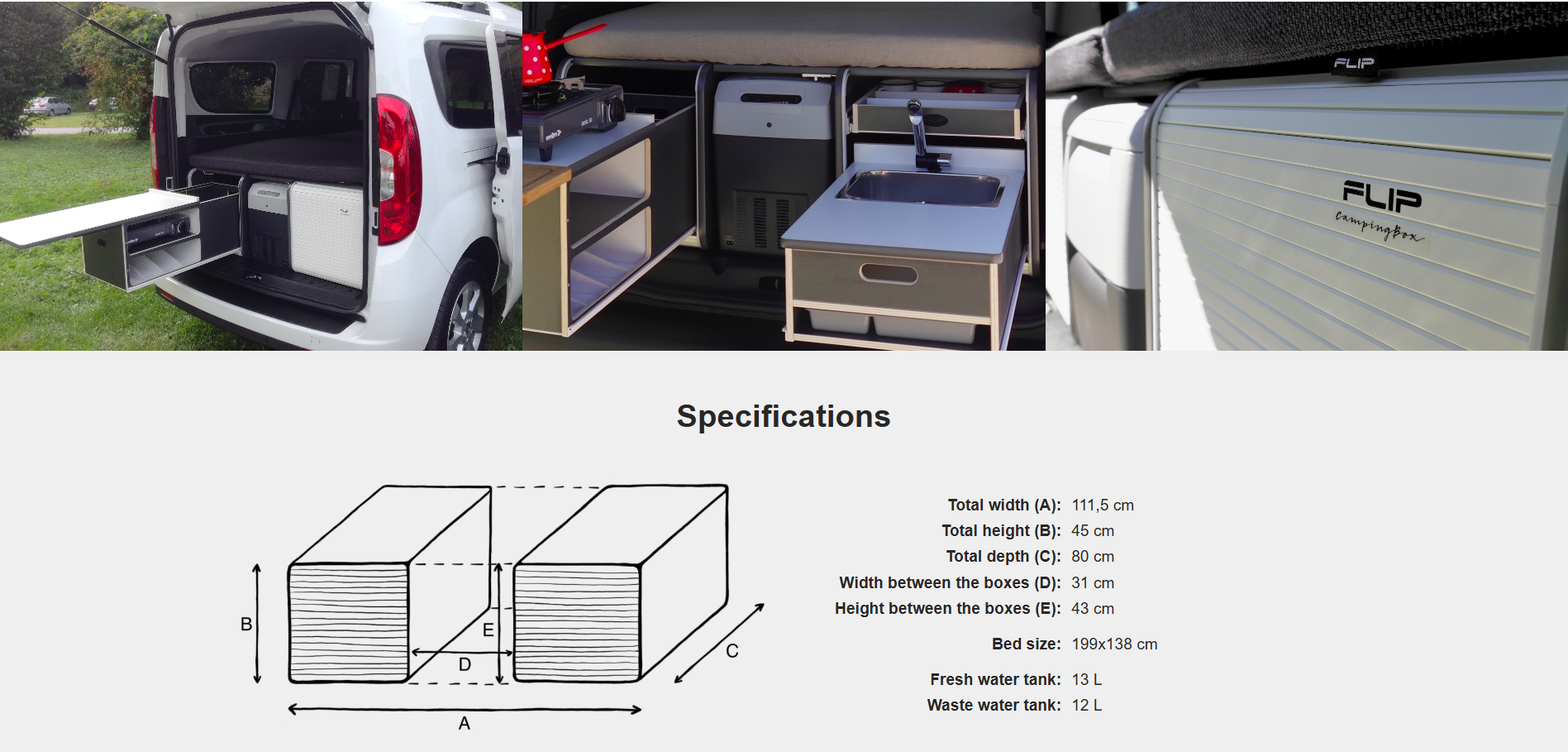 FLIP Camping Box - Luxurious Campervan Module 