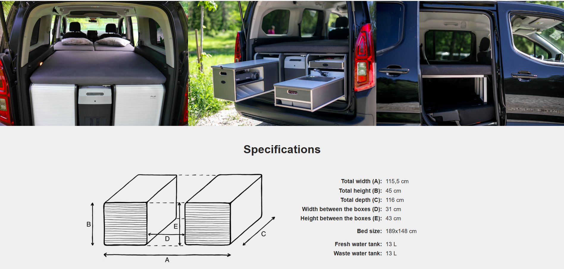 FLIP Camping Box - Luxurious Campervan Module 