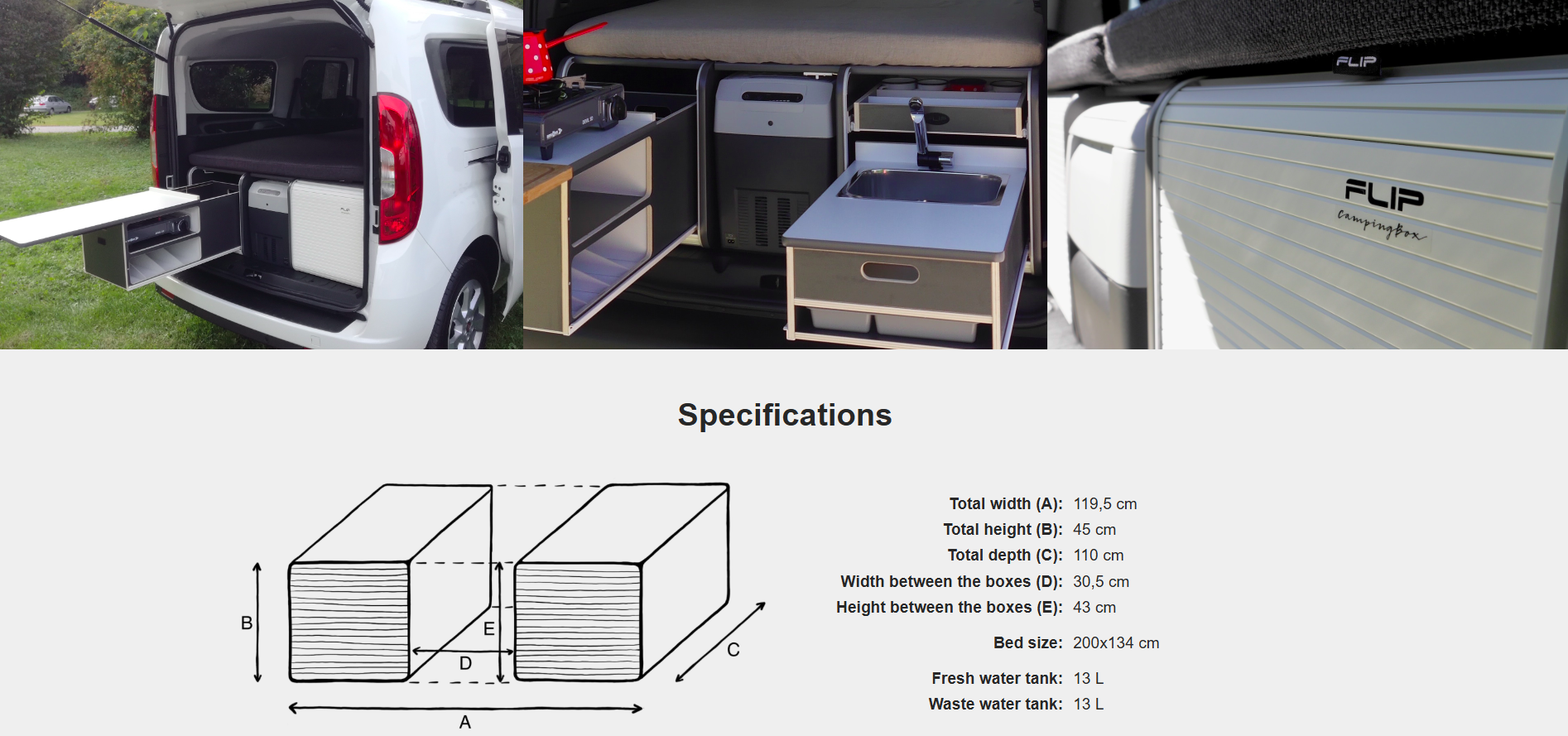 FLIP Camping Box - Luxurious Campervan Module 
