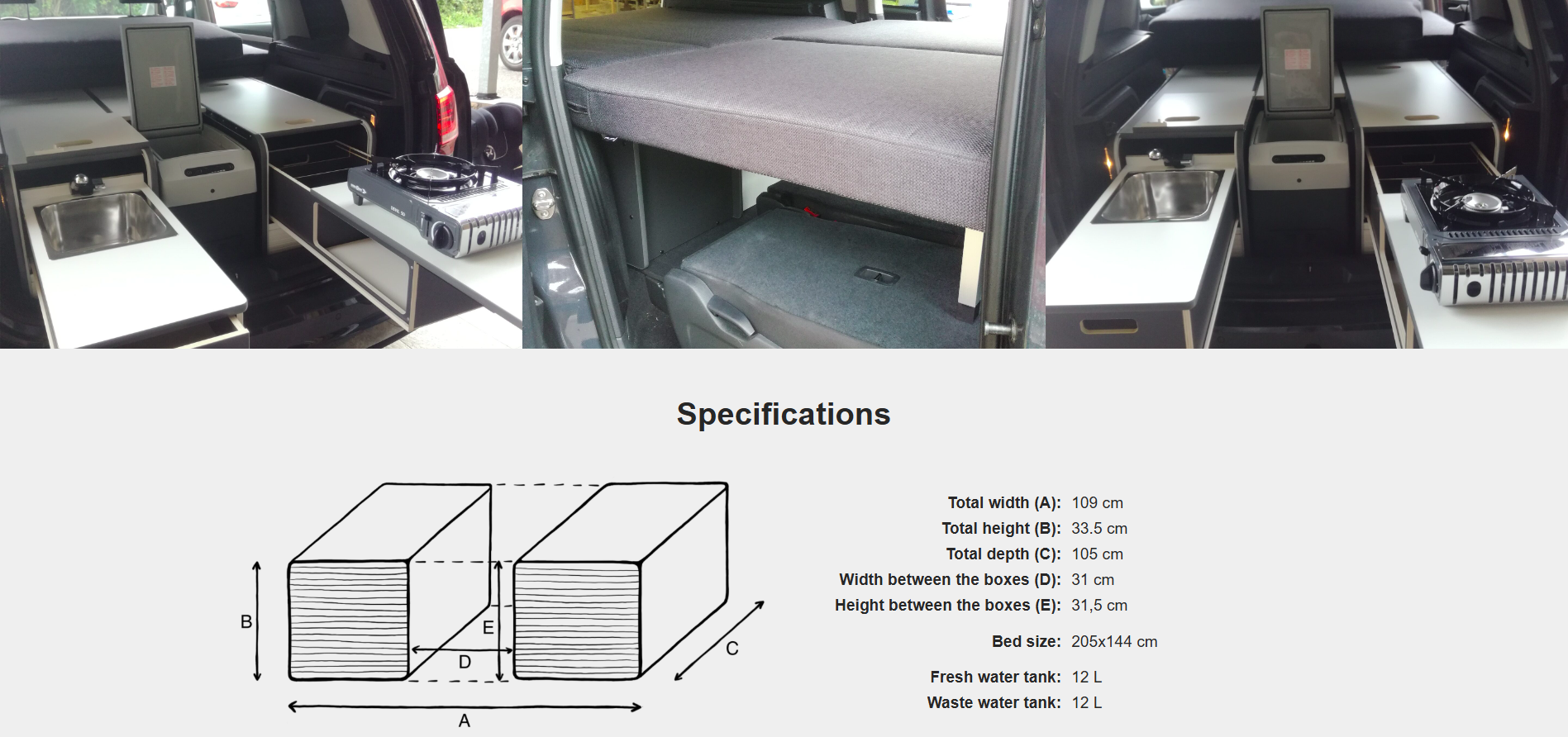 FLIP Camping Box - Luxurious Campervan Module 