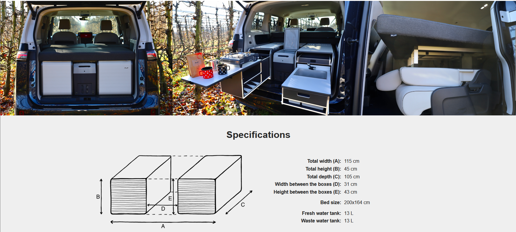 FLIP Camping Box - Luxurious Campervan Module 