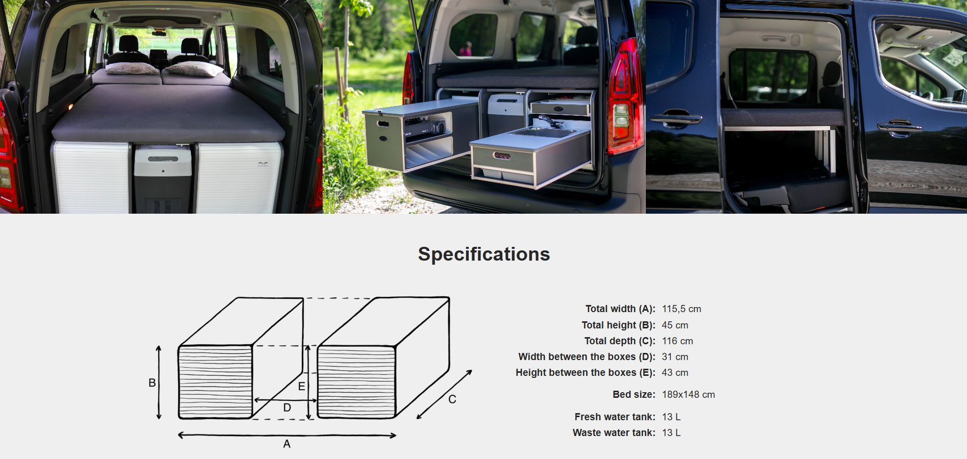FLIP Camping Box - Luxurious Campervan Module 