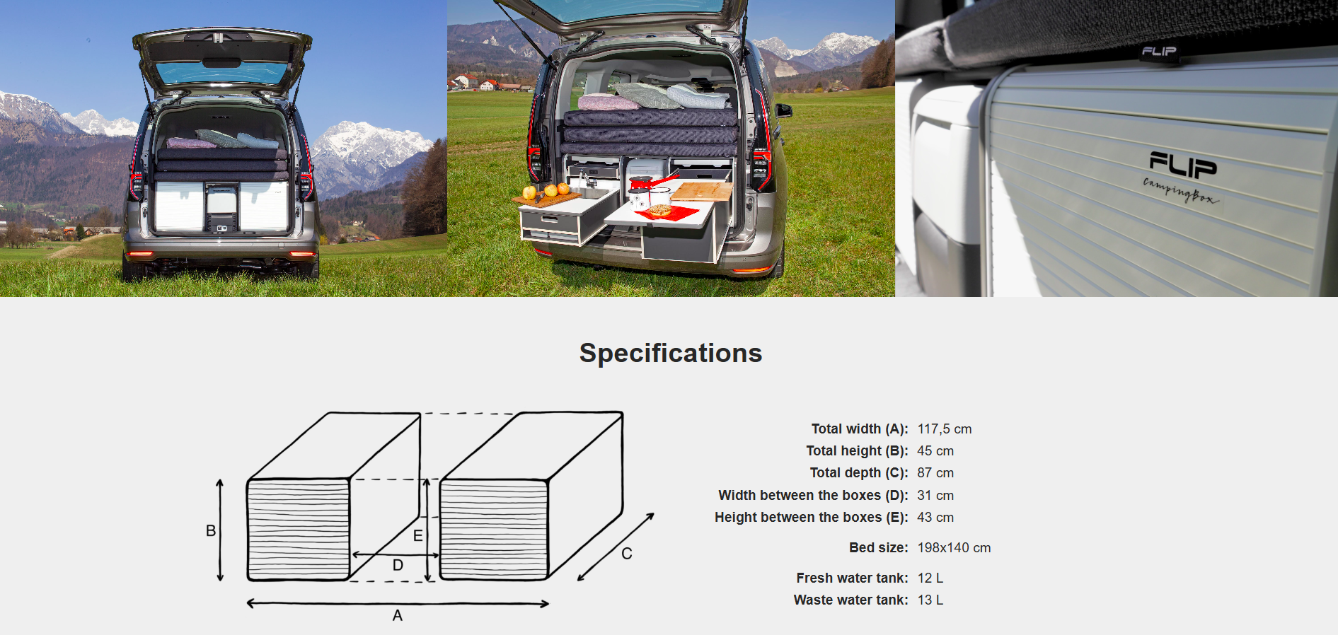 FLIP Camping Box - Luxurious Campervan Module 