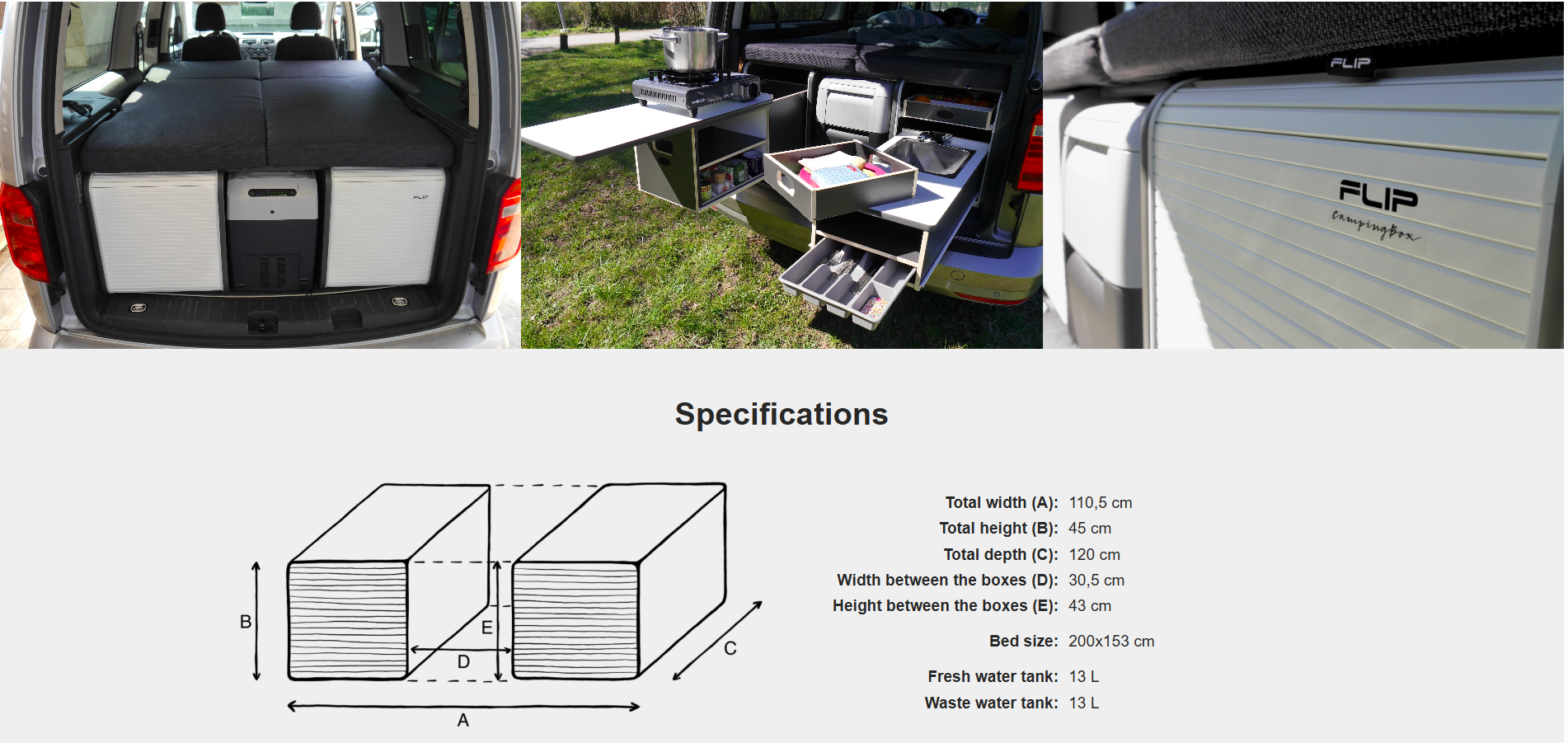 FLIP Camping Box - Luxurious Campervan Module 