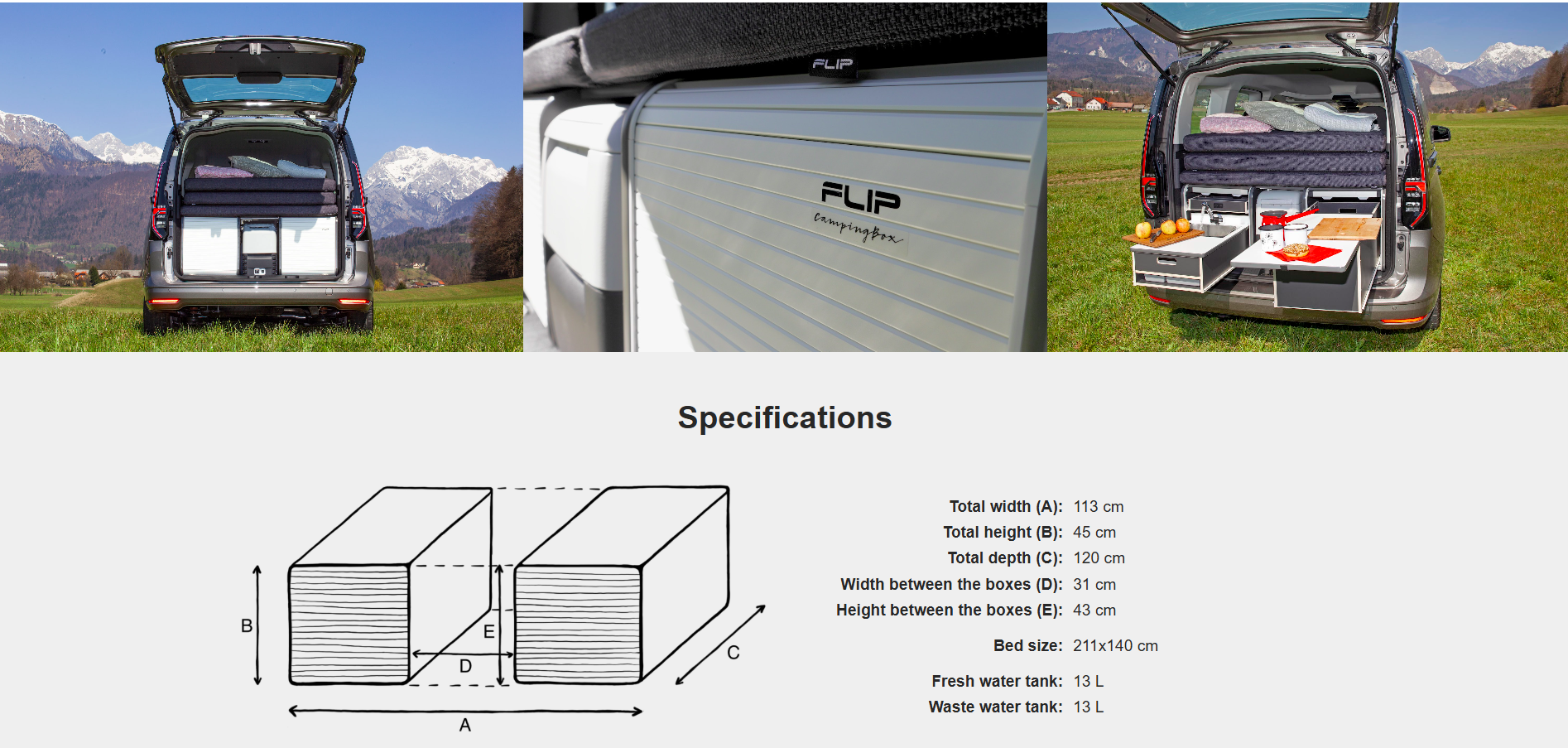 FLIP Camping Box - Luxurious Campervan Module 