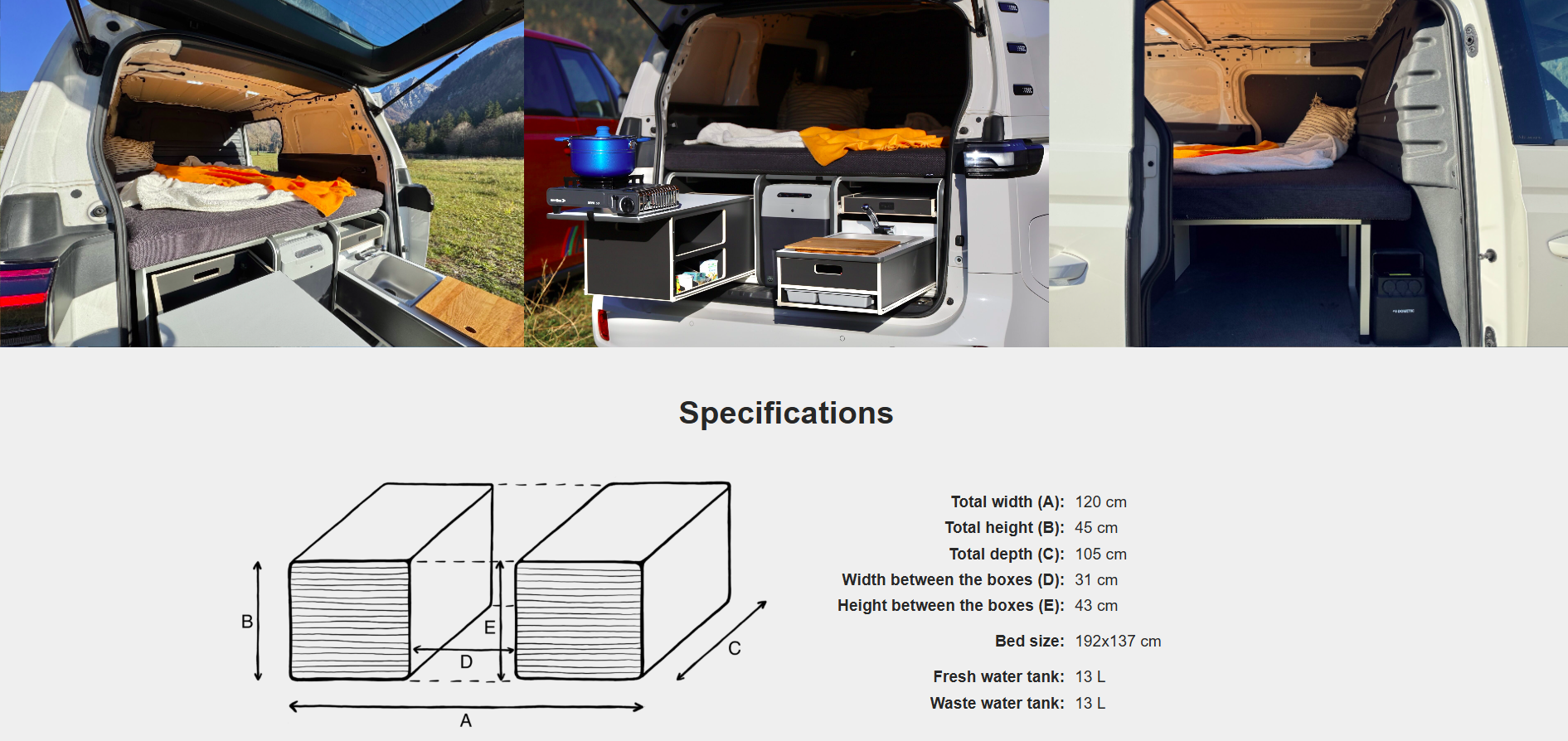 FLIP Camping Box - Luxurious Campervan Module 