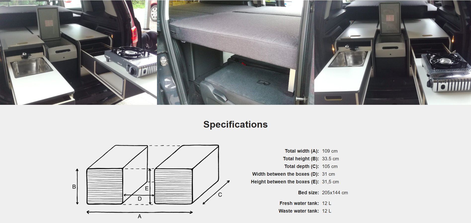 FLIP Camping Box - Luxurious Campervan Module 